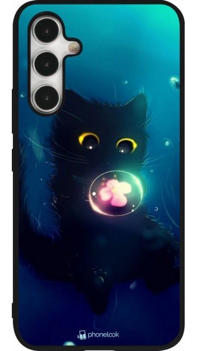 Samsung Galaxy A54 Case Hülle - Silikon schwarz Cute Cat Bubble