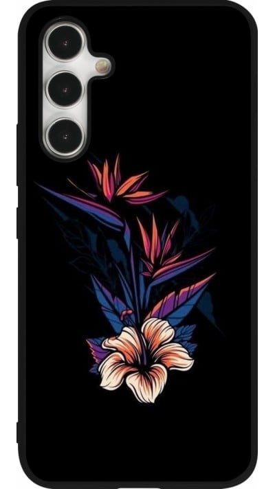 Samsung Galaxy A54 Case Hülle - Silikon schwarz Dark Flowers