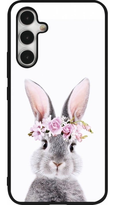 Coque Samsung Galaxy A54 5G - Silicone rigide noir Easter 2023 flower bunny