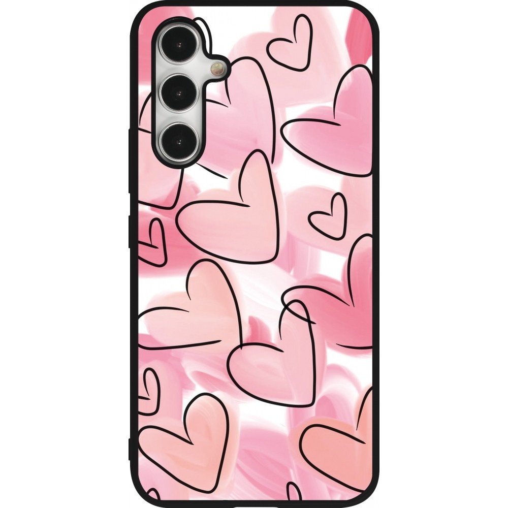 Coque Samsung Galaxy A54 5G - Silicone rigide noir Easter 2023 pink hearts