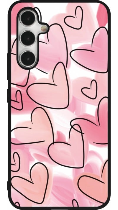 Samsung Galaxy A54 Case Hülle - Silikon schwarz Easter 2023 pink hearts