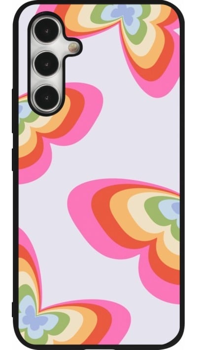 Samsung Galaxy A54 Case Hülle - Silikon schwarz Easter 2024 rainbow butterflies