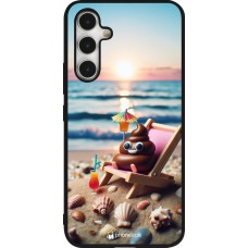 Samsung Galaxy A54 Case Hülle - Silikon schwarz Kackhaufen Emoji auf Liegestuhl