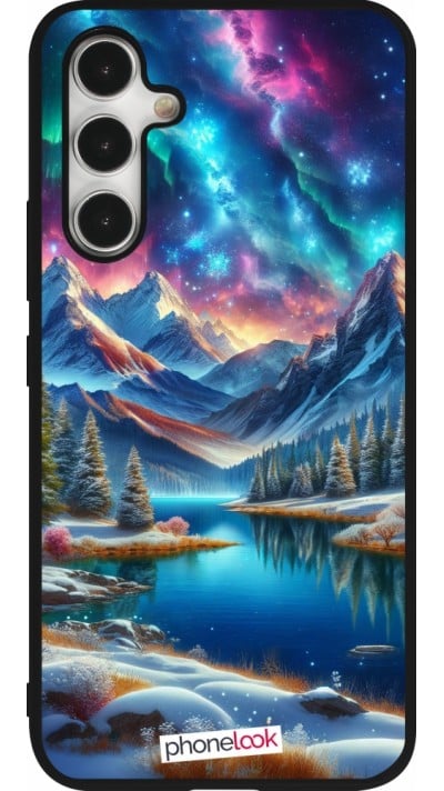 Samsung Galaxy A54 Case Hülle - Silikon schwarz Fantasiebergsee Himmel Sterne