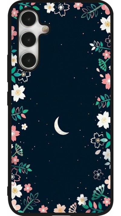 Coque Samsung Galaxy A54 5G - Silicone rigide noir Flowers space