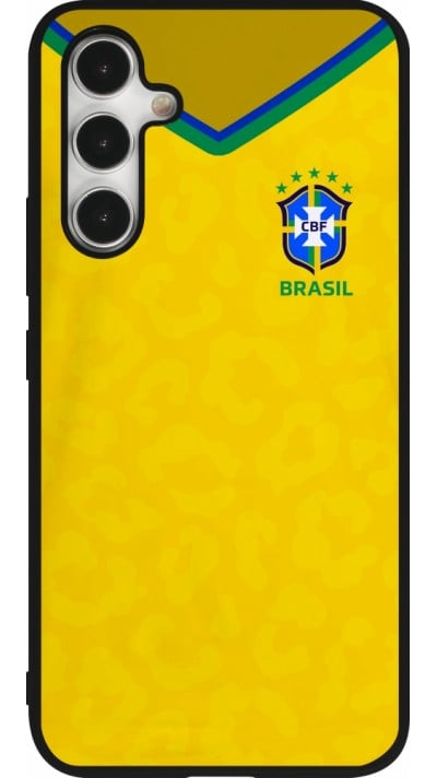 Coque Samsung Galaxy A54 5G - Silicone rigide noir Maillot de football Brésil 2022 personnalisable