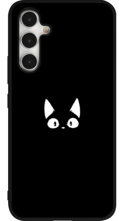 Samsung Galaxy A54 Case Hülle - Silikon schwarz Funny cat on black