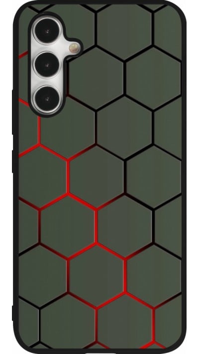 Coque Samsung Galaxy A54 5G - Silicone rigide noir Geometric Line red