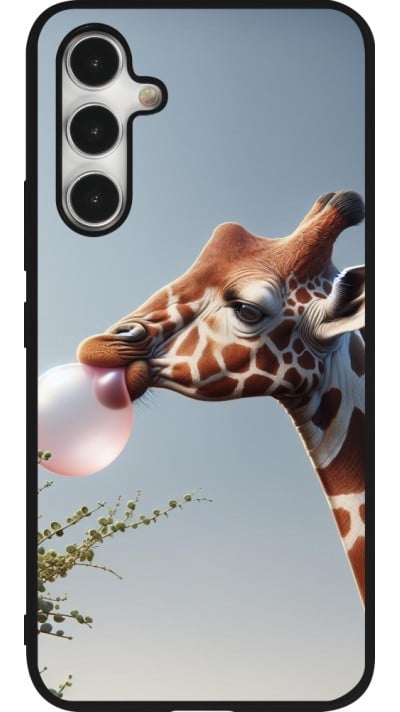 Samsung Galaxy A54 Case Hülle - Silikon schwarz Giraffe mit Blase