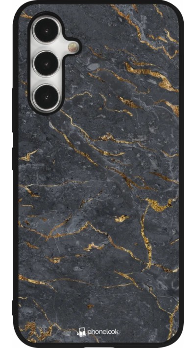 Coque Samsung Galaxy A54 5G - Silicone rigide noir Grey Gold Marble
