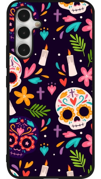 Samsung Galaxy A54 Case Hülle - Silikon schwarz Halloween 2023 mexican style