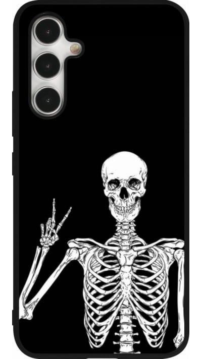 Samsung Galaxy A54 Case Hülle - Silikon schwarz Halloween 2023 peace skeleton