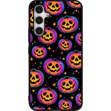 Coque Samsung Galaxy A54 5G - Silicone rigide noir Halloween 2024 rainbow pumpkins