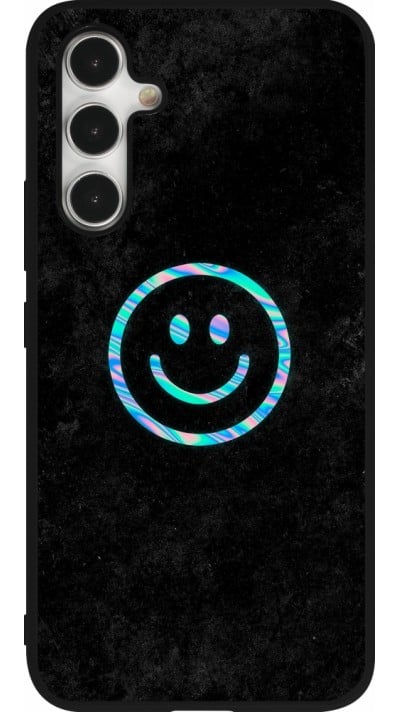 Coque Samsung Galaxy A54 5G - Silicone rigide noir Happy smiely irisé