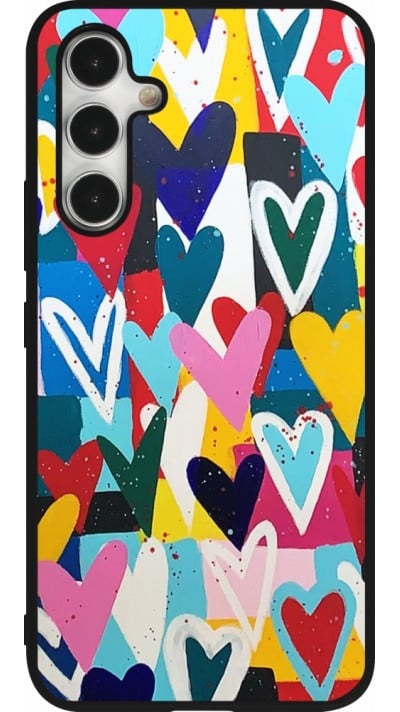 Coque Samsung Galaxy A54 5G - Silicone rigide noir Joyful Hearts