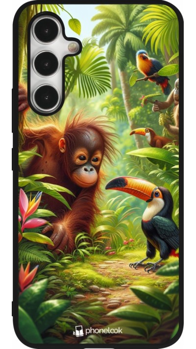 Coque Samsung Galaxy A54 5G - Silicone rigide noir Jungle Tropicale Tayrona