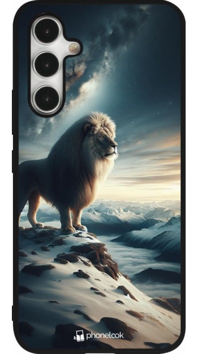 Coque Samsung Galaxy A54 5G - Silicone rigide noir Le lion blanc