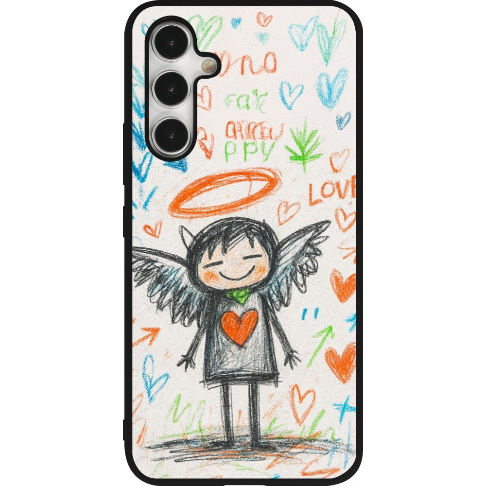 Coque Samsung Galaxy A54 5G - Silicone rigide noir Little Angel Sketch Love