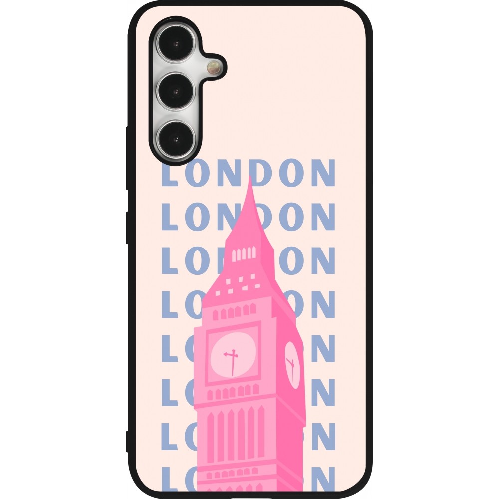 Coque Samsung Galaxy A54 5G - Silicone rigide noir London Pink Print