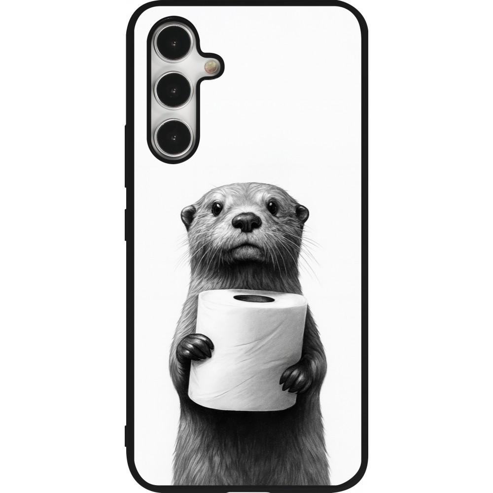 Coque Samsung Galaxy A54 5G - Silicone rigide noir Loutre papier de toilette