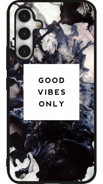Coque Samsung Galaxy A54 5G - Silicone rigide noir Marble Good Vibes Only