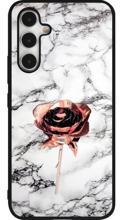 Coque Samsung Galaxy A54 5G - Silicone rigide noir Marble Rose Gold