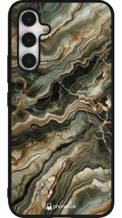 Coque Samsung Galaxy A54 5G - Silicone rigide noir Marbre Olive