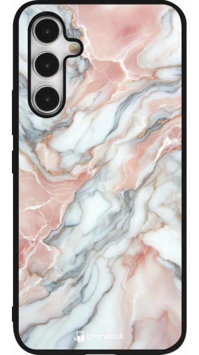 Samsung Galaxy A54 Case Hülle - Silikon schwarz Rosa Leuchtender Marmor