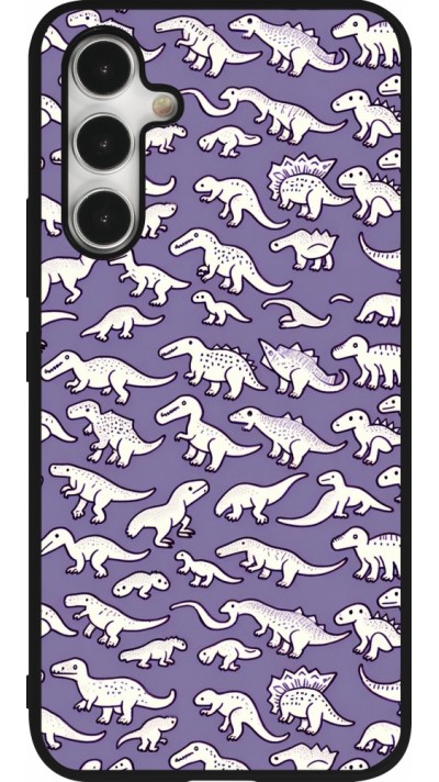 Samsung Galaxy A54 Case Hülle - Silikon schwarz Mini-Dino-Muster violett