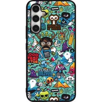 Coque Samsung Galaxy A54 5G - Silicone rigide noir Mixed Cartoons Turquoise