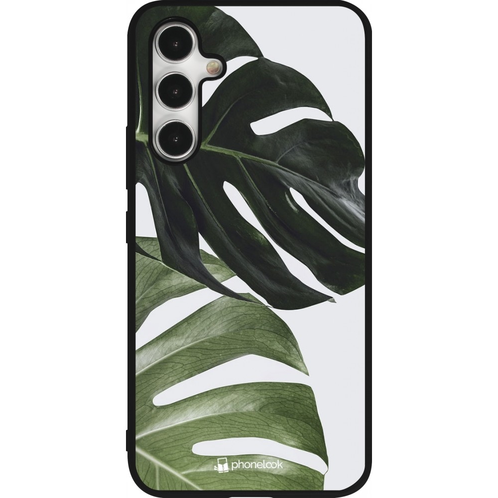 Samsung Galaxy A54 Case Hülle - Silikon schwarz Monstera Plant