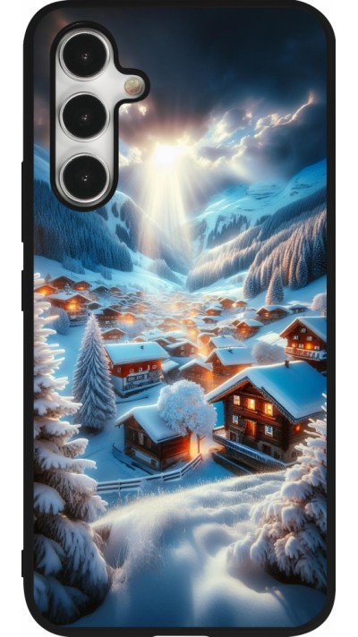 Samsung Galaxy A54 Case Hülle - Silikon schwarz Berg Schnee Licht