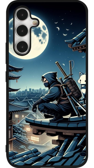 Samsung Galaxy A54 Case Hülle - Silikon schwarz Ninja unter dem Mond