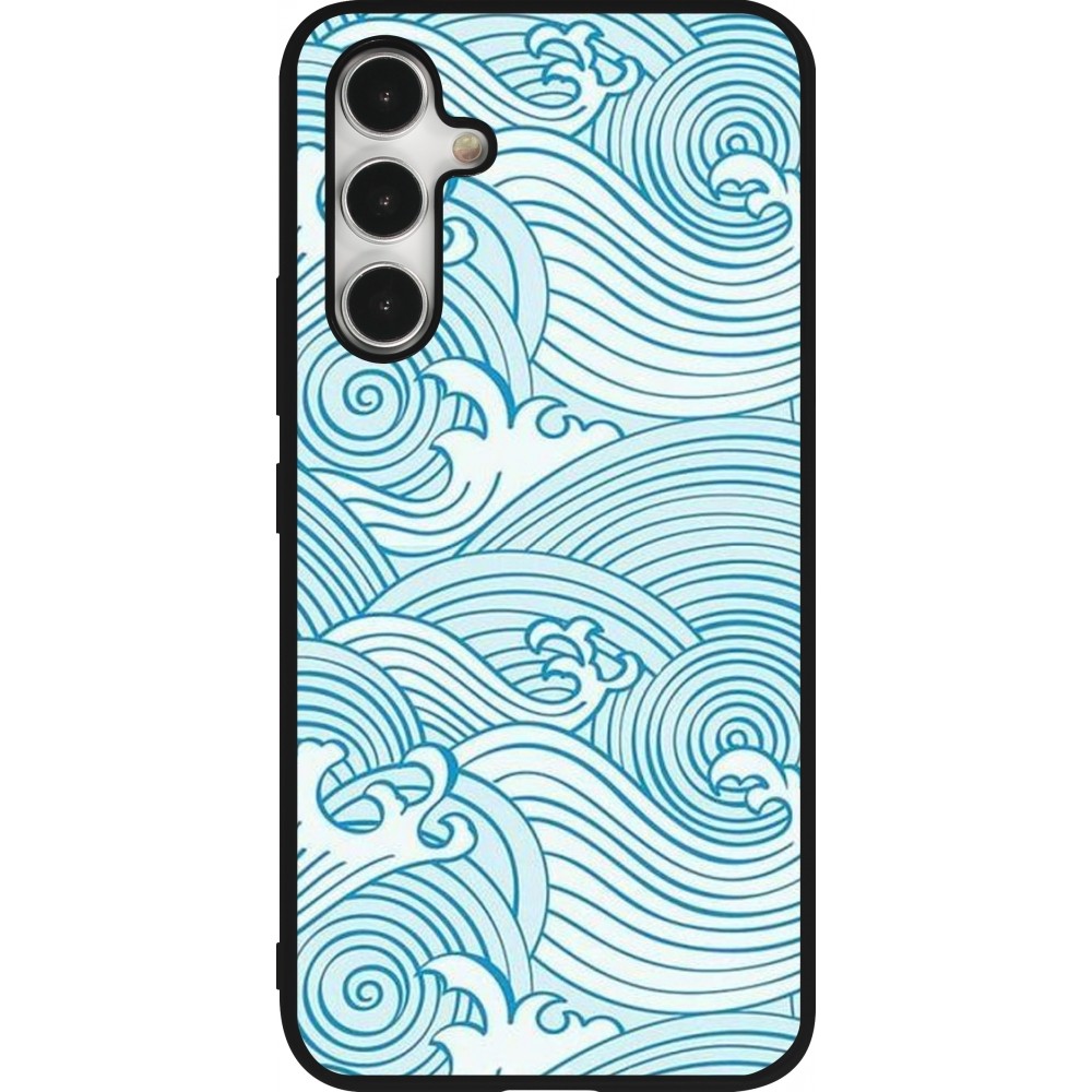 Samsung Galaxy A54 Case Hülle - Silikon schwarz Ocean Waves
