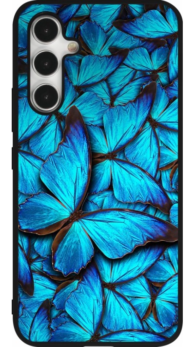 Samsung Galaxy A54 Case Hülle - Silikon schwarz Papillon bleu