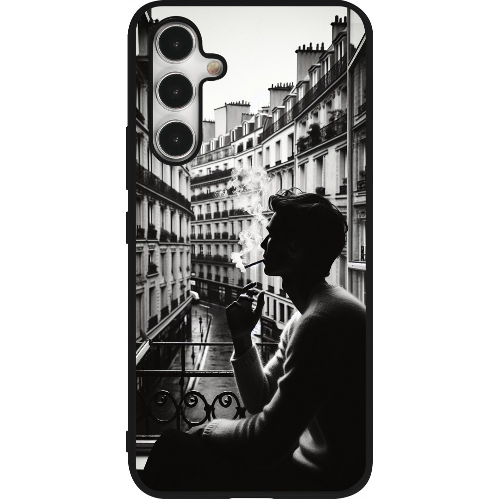 Coque Samsung Galaxy A54 5G - Silicone rigide noir Parisian Smoker