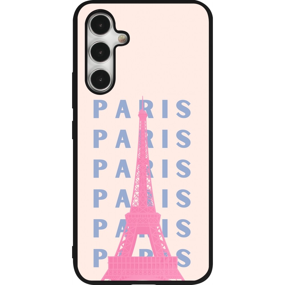 Samsung Galaxy A54 Case Hülle - Silikon schwarz Paris Pink Print