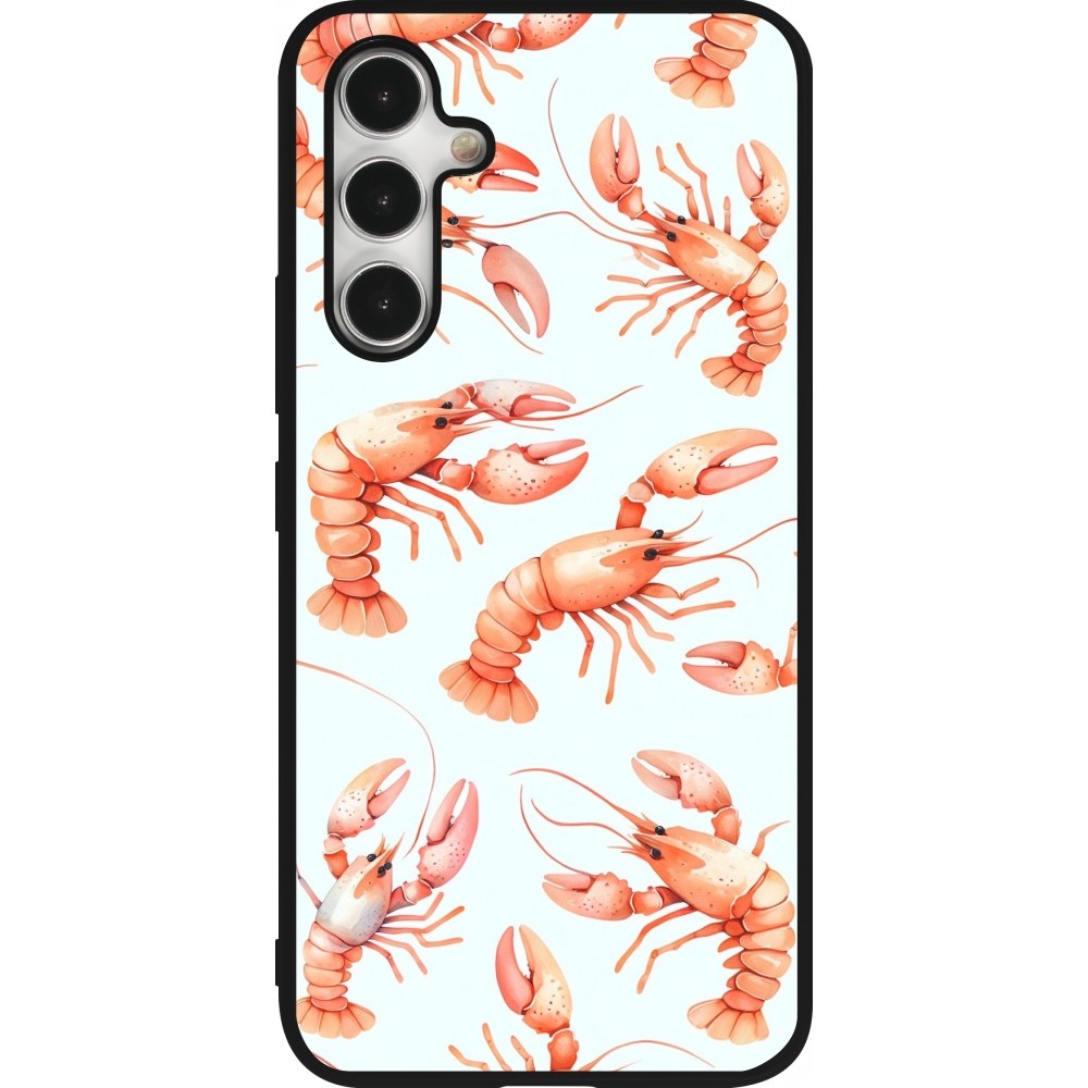 Coque Samsung Galaxy A54 5G - Silicone rigide noir Pattern de homards pastels