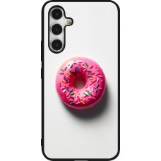Samsung Galaxy A54 Case Hülle - Silikon schwarz Weisser Hintergrund, pinker Donut