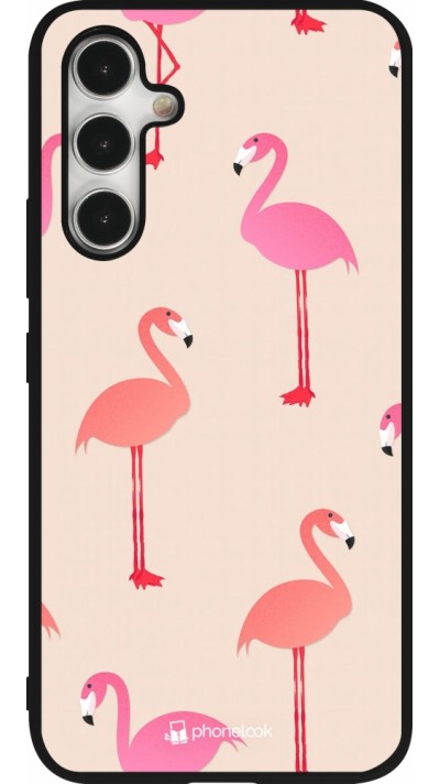 Samsung Galaxy A54 Case Hülle - Silikon schwarz Pink Flamingos Pattern