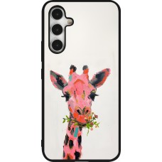 Samsung Galaxy A54 Case Hülle - Silikon schwarz Pink Girafe Paint