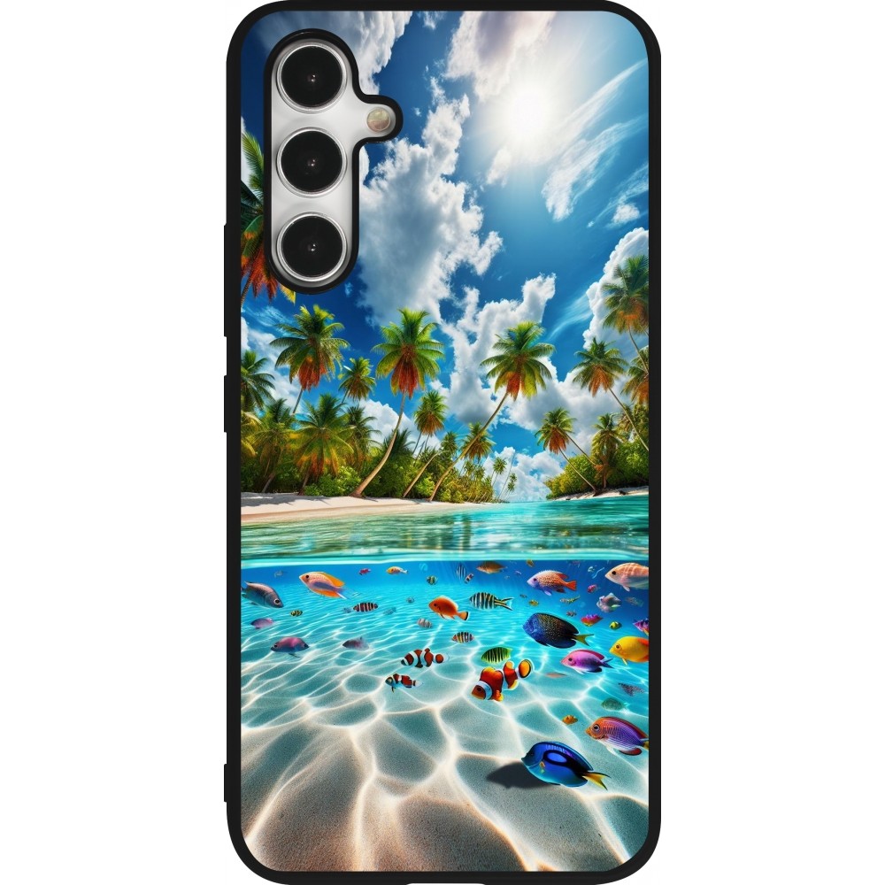 Coque Samsung Galaxy A54 5G - Silicone rigide noir Plage Paradis