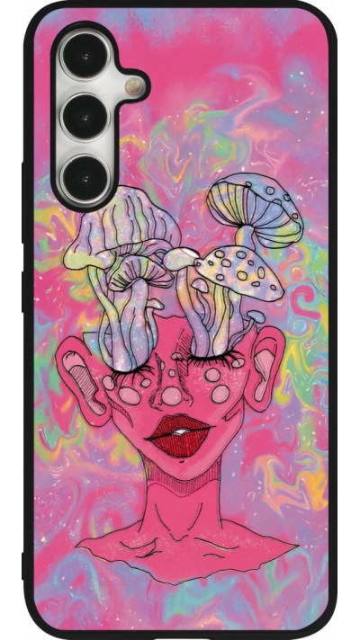 Coque Samsung Galaxy A54 5G - Silicone rigide noir Psychedelic pink mushroom
