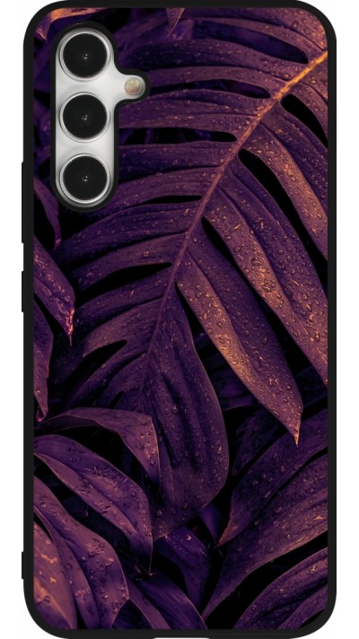 Samsung Galaxy A54 Case Hülle - Silikon schwarz Purple Light Leaves