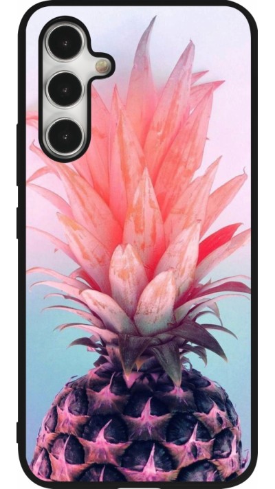 Samsung Galaxy A54 Case Hülle - Silikon schwarz Purple Pink Pineapple