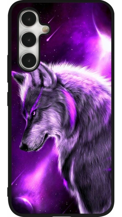Samsung Galaxy A54 Case Hülle - Silikon schwarz Purple Sky Wolf