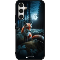 Coque Samsung Galaxy A54 5G - Silicone rigide noir Renard lune forêt