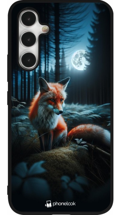 Samsung Galaxy A54 Case Hülle - Silikon schwarz Fuchs Mond Wald