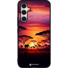 Samsung Galaxy A54 Case Hülle - Silikon schwarz Safari Sonnenuntergang Wildtiere