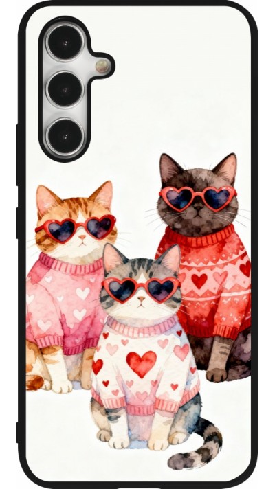Coque Samsung Galaxy A54 5G - Silicone rigide noir Saint Valentines Day 26 Cat Love